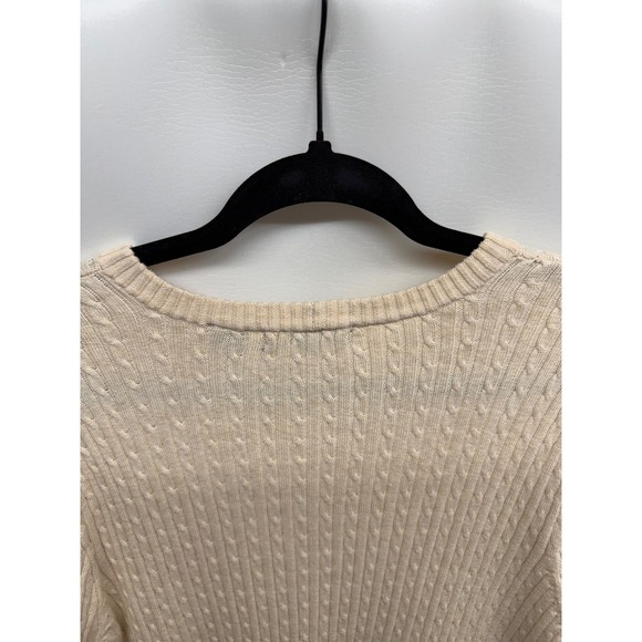 Jeanne Pierre Womens Cream Classic Cable Knit Fisherman Sweater Large NWOT - Picture 6 of 8